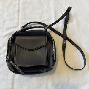 Free People Mika Black Leather Mini Backpack Crossbody Handbag ~ Boho Travel